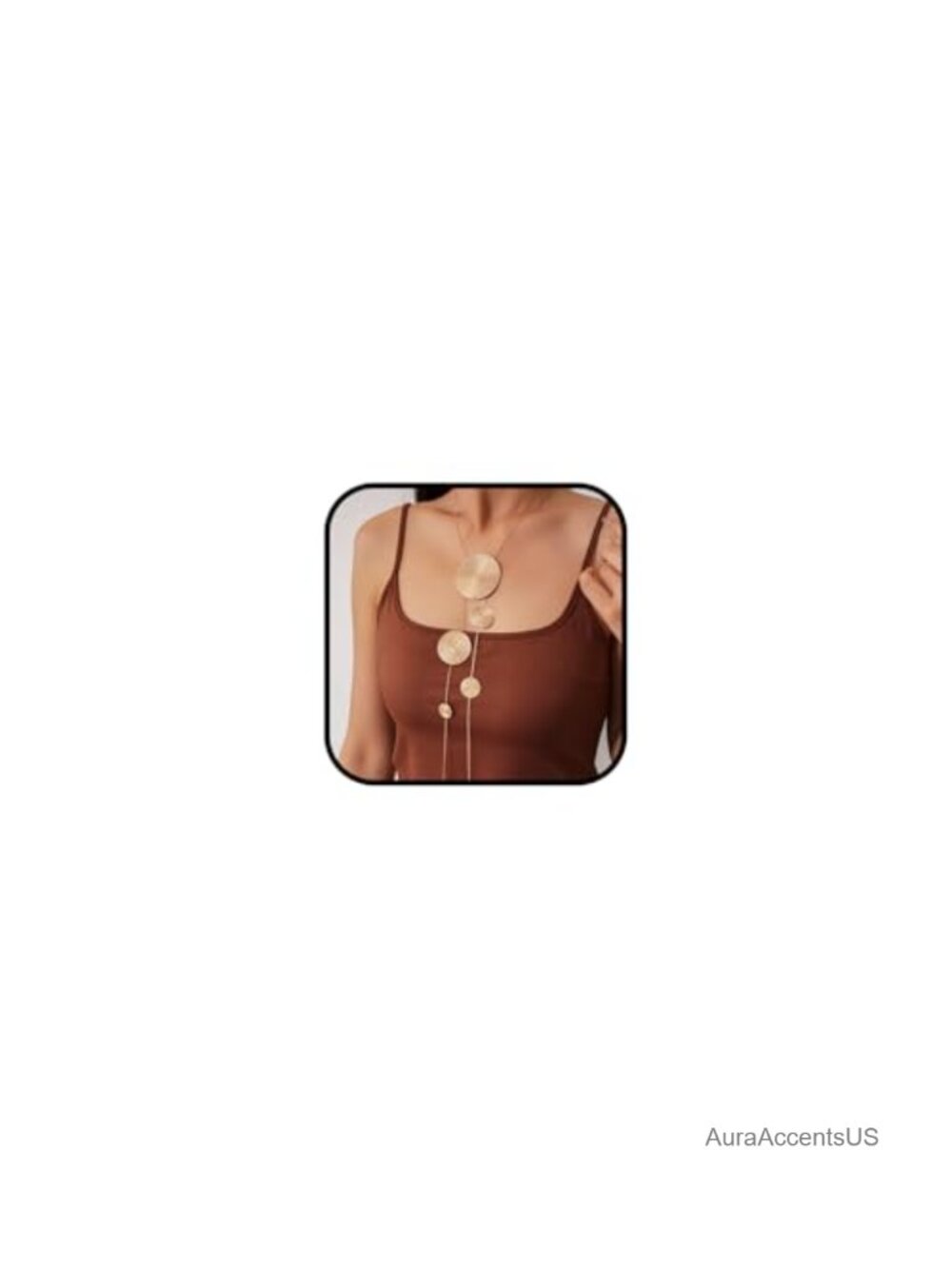 Oversized Chunky Long Disc Pendant Necklace Statement Costume Jewelry